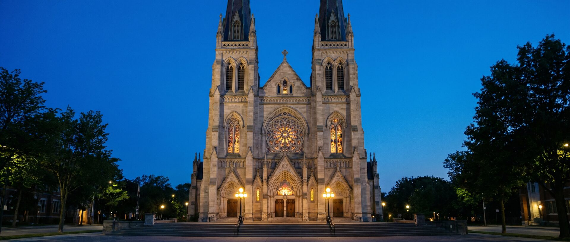 The Cathedral of St. Jude at twilight